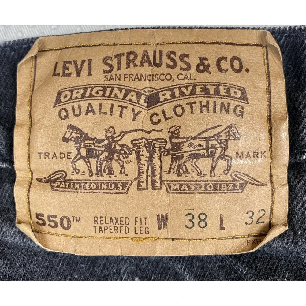 Levi's 550 Jeans Men's 38x32 (Actual‎ 36x31) Black Orange Tab Faded Vintage